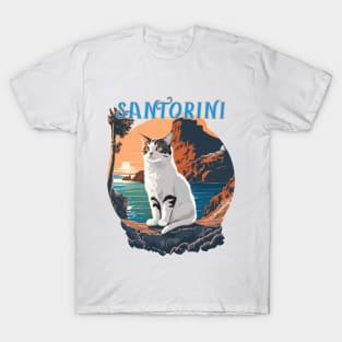 A Cute Cat In Santorini T-Shirt